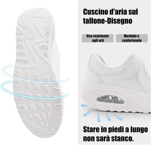 Detalle de Git-up Scarpe da passeggio da donna in mesh traspirante con chiusura regolabile e soletta ammortizzante