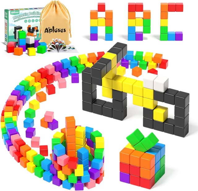 Detalle de Apluses 54 PCS Magnetic Blocks 54-piece magnetic set 🧲