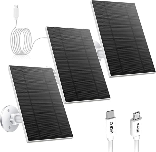 Detalle de 5W Solar Panel for Security Camera (Micro USB & USB-C) with IP65 Waterproof Mount, 9.8ft Cable