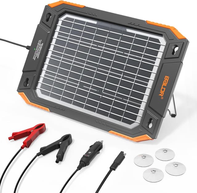 Detalle de BALDR Upgraded 13W Solar Battery Trickle Charger (MPPT) for 12V Cars, Boats, Marine, RVs