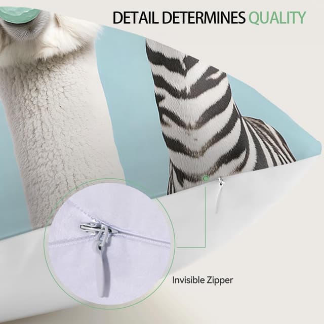 Detalle de LANBEIDE Giraffe Cushion Covers Set of 2 (45 x 45cm) – polyester throw pillow cases with hidden zip