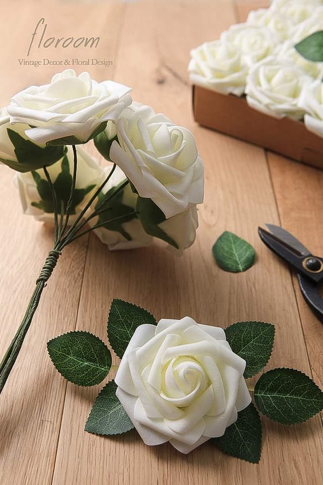 Thumbnail 5 de Floroom 25pcs Ivory Foam Roses bouquet DIY
