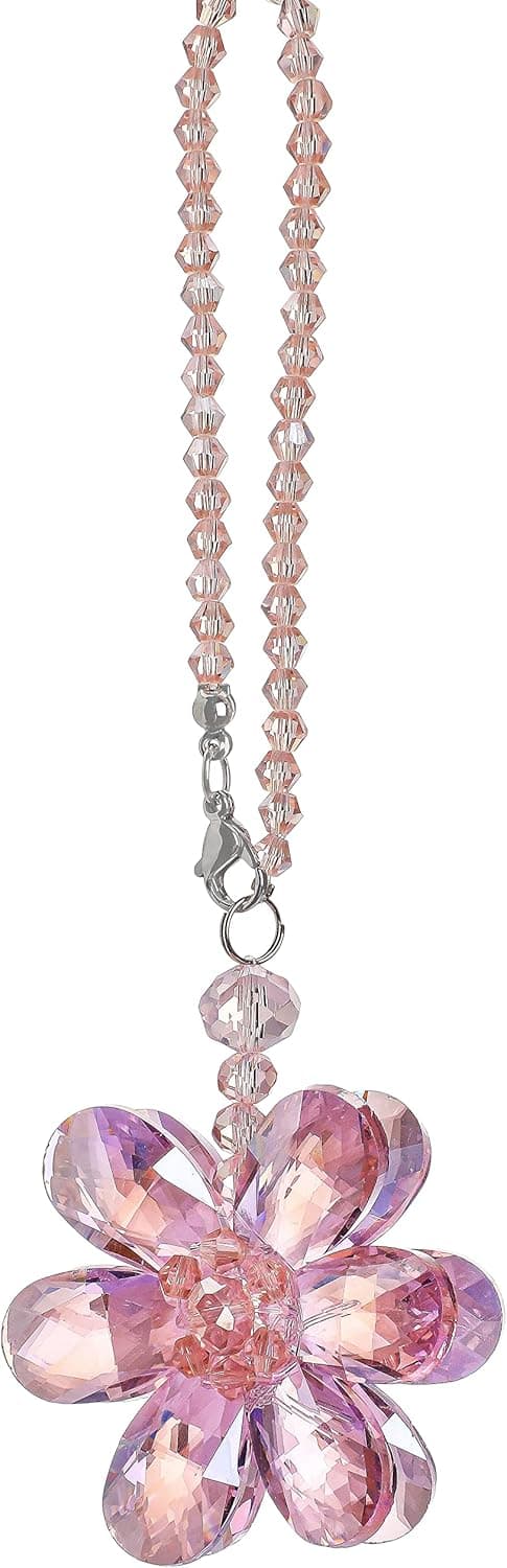 Detalle de Crystal Flower Car Rear View Mirror Pendant with Pink Crystal Beads Charm Decor (Car or Home Hanging)