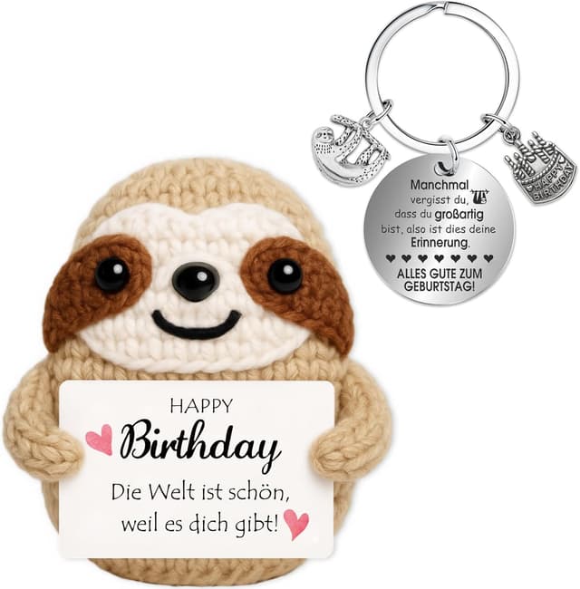 Detalle de Farbeele Anti-Stress Faultier Schlüsselanhänger 6x7,5 cm