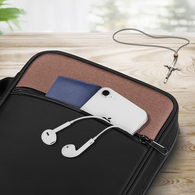 Detalle 2 de FINPAC Étui de protection pour Bible taille standard avec poignée et poche zippée