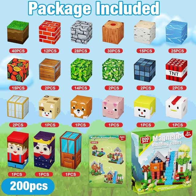 Detalle 2 de 200PCS Magnetic Blocks STEM Building Set