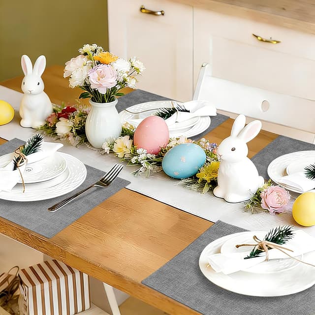 Detalle de homing Faux Leather Heat Resistant Placemats (6-Pack) — Waterproof, Wipeable Dining Place Mats in Light Grey