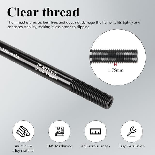 Detalle 2 de VOHESEA Steckachsen-Adapter M12 (160–178 mm) für Fahrradanhänger – mit Distanzstücken