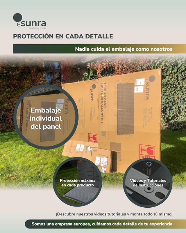 Thumbnail 7 de ESUNRA Kit Solar Balcón 800W 🌞 Bifaciales, Plug & Play
