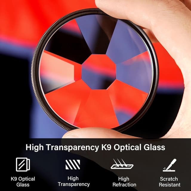 Detalle de WalkingWay 8-Repetition Prism Lens Filter 58mm kaleidoscope-style multi-image effects filter