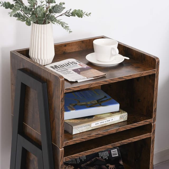 Detalle de HOMCOM lot de 2 tables de chevet empilables style industriel 46 x 35 x 52,5 cm