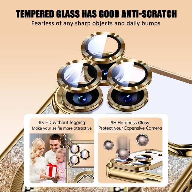 Detalle 1 de Misscase Magnetic Glitter Case for iPhone 17 Pro Max (MagSafe Compatible) with Camera Lens Protector