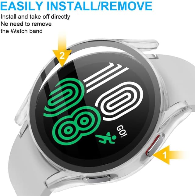 Detalle de OFFCUP Screen Protector Case (2pcs) for Samsung Galaxy Watch 4, 40mm – clear tempered glass bumper cover