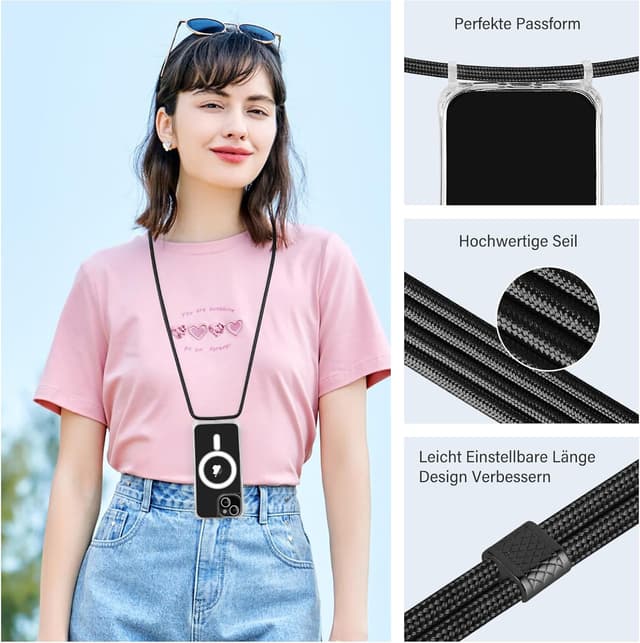 Detalle 2 de DiDaDi iPhone 15 Handyhülle mit Magnetband 160 cm