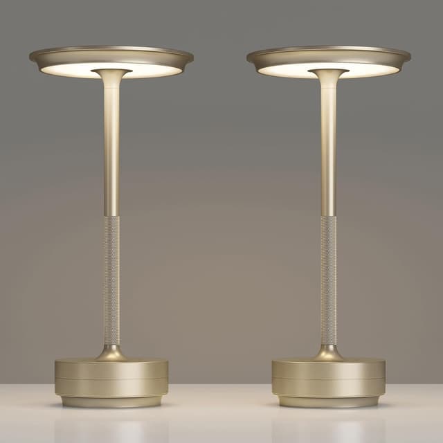 Detalle de TBBGA 2-Pack Rechargeable Cordless Table Lamps with Stepless Dimming (Champagne Gold)