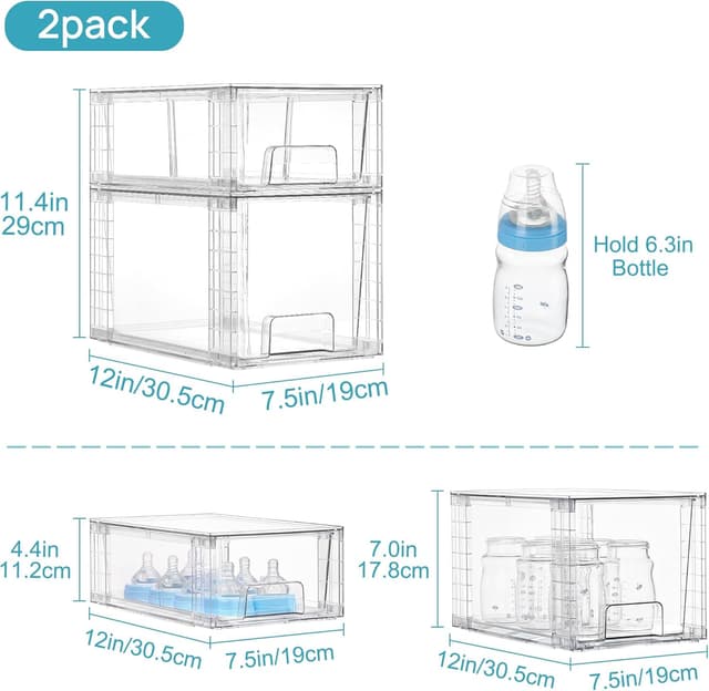 Detalle de Vtopmart clear stackable storage drawers