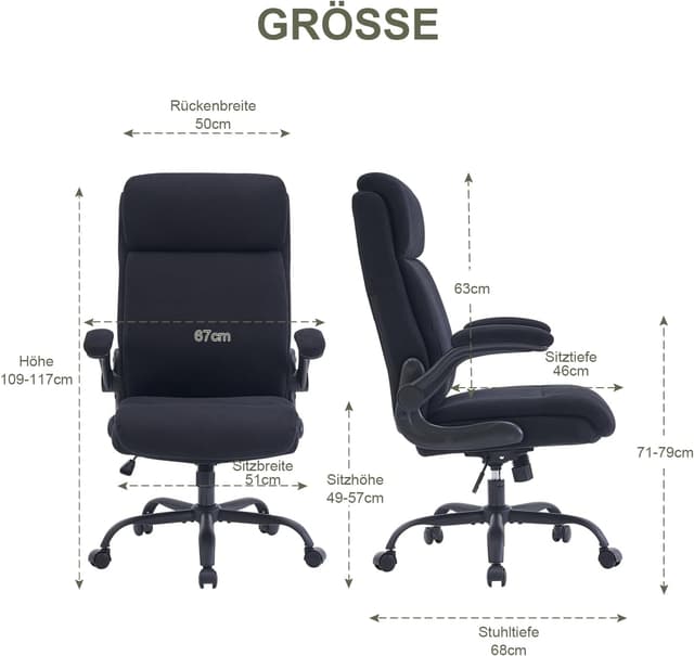 Detalle 2 de CASTLOVE Ergonomischer Bürostuhl 150 kg