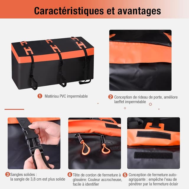 Detalle 2 de SUNORCHID Heckbox für Anhängerkupplung 150 x 61 x 61 cm (566 l) aus 600D PVC – wasserdichte Falt-Gepäckbox