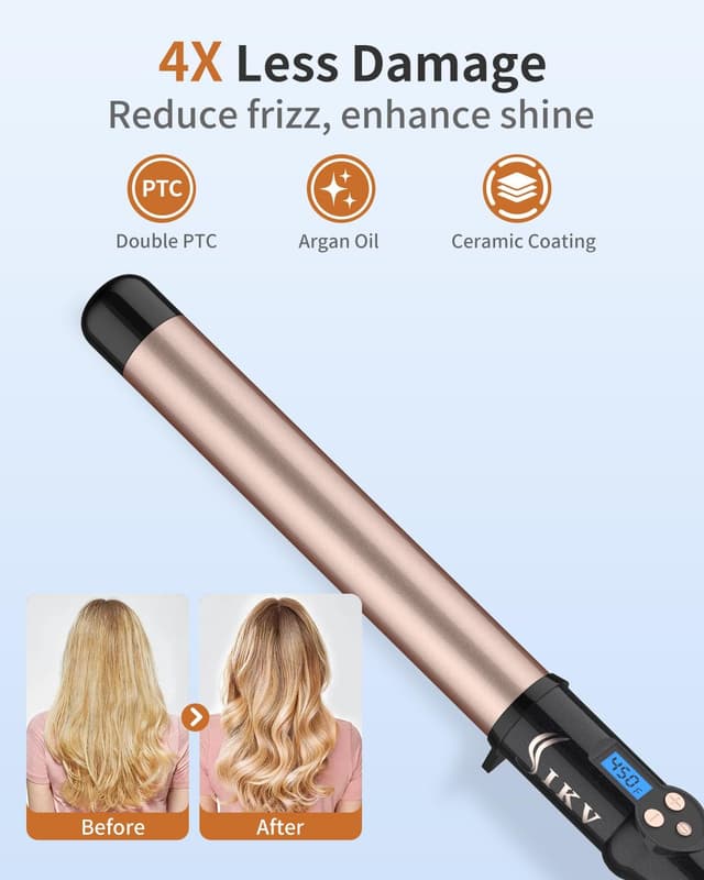 Thumbnail 2 de 1.25 Inch Ceramic Curling Wand (Long Barrel) — Dual Voltage Wand Iron for Medium to Long Hair