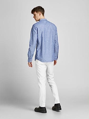 Detalle de Jack & Jones Jpstmarco Jjbowie SA pantalones blancos para hombre (corte ajustado con elastano)