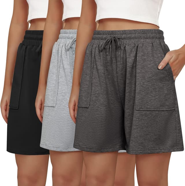 Thumbnail 6 de Cowasto Women’s Cotton Sweat Shorts with Drawstring Waist, Pockets & 7" Inseam