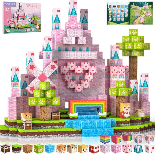 Detalle de Crifeton magnetische Bausteine mit 100 Teilen (2 cm) für Kinder ab 3 Jahren – Montessori-Magnetbausteine