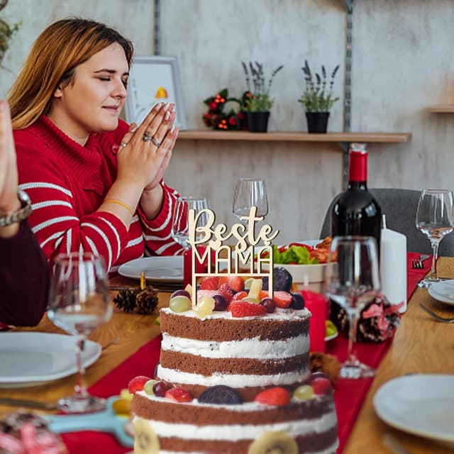 Detalle de Rhsemi Cake Topper Holz Beste Mama