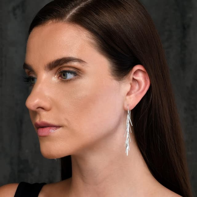 Detalle 2 de Diamond Treats boucles d’oreilles pendantes en argent sterling 925 (67 mm) avec écrin cadeau