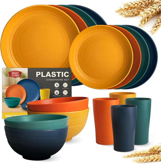 Thumbnail 6 de Teivio 24-Piece Plastic Dinner Set (Service for 6) – Ocean kitchenware for camping, picnics and everyday meals