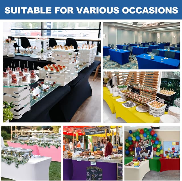 Detalle de Enjoyidea Pink Fitted Stretch Table Cover for 6-Foot Rectangle Tables (8-Pack)