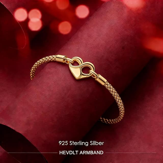 Detalle de Hevdlt Goldfarben Damenarmband aus 925er Sterlingsilber (Moments-kompatibel) – je nach Umfang von 17 bis 21 cm