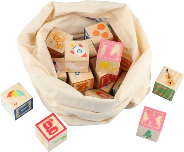 Detalle 2 de Jacootoys 36PCS Wooden ABC & Number Blocks Set (Age 3+) Montessori learning toy