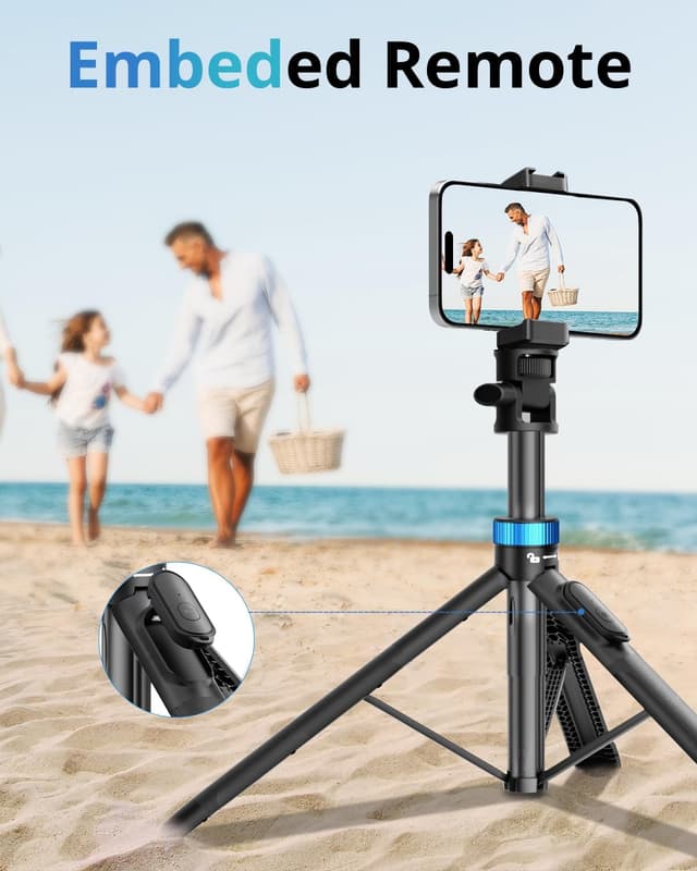 Detalle de UBeesize 72" Phone Tripod with Phone Holder and Remote — Adjustable Stand for iPhone, Android, Cameras, and Action Cams