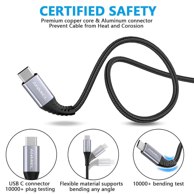 Detalle 2 de ANMIEL Typ-C-Kabel (USB-C auf USB-A) extra lang 3 m – USB 3.0 für Laden & Daten bis 5 Gbit/s