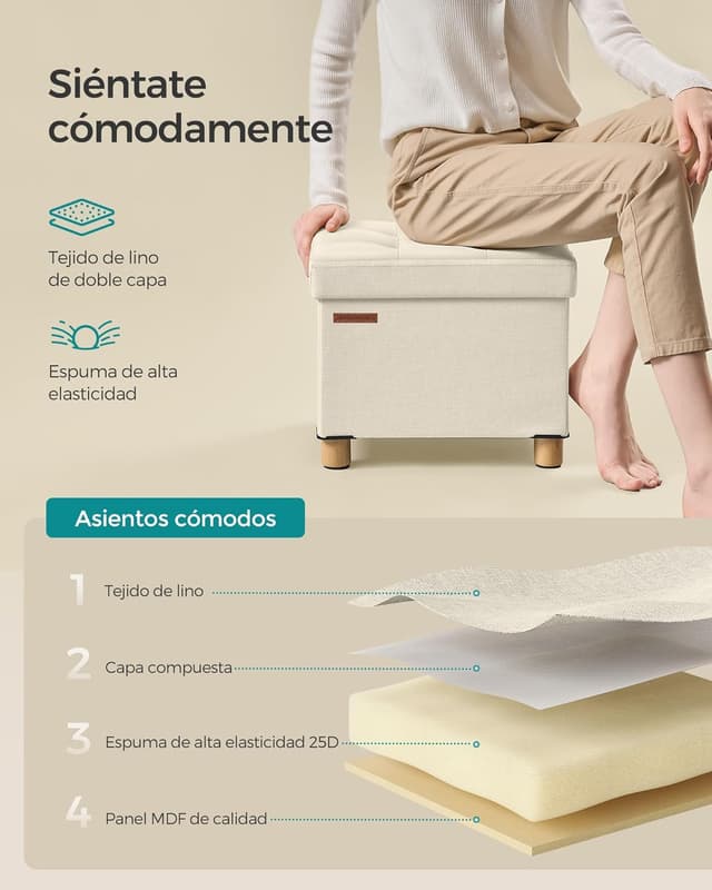 Thumbnail 4 de SONGMICS Puff Almacenaje 32 x 40 cm