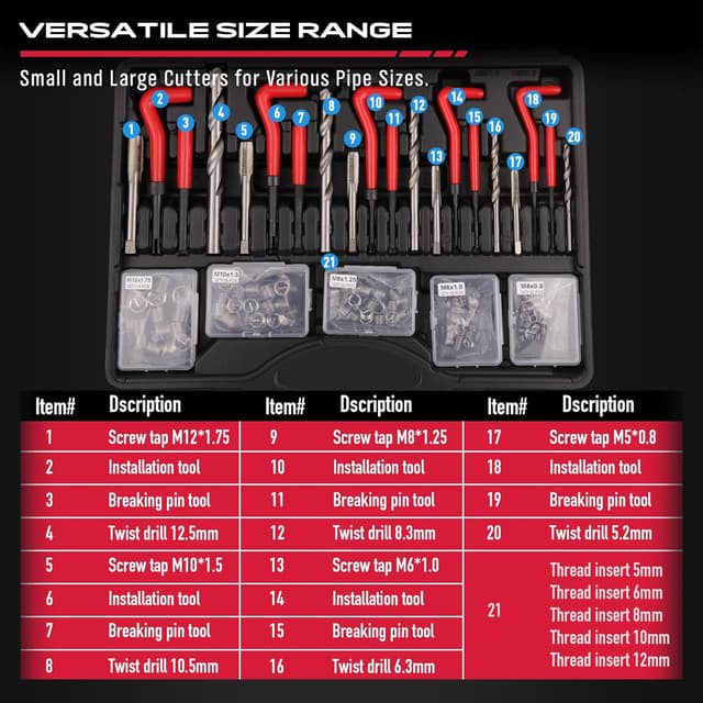 Thumbnail 1 de SEDY Helicoil Thread Repair Kit 320-Piece