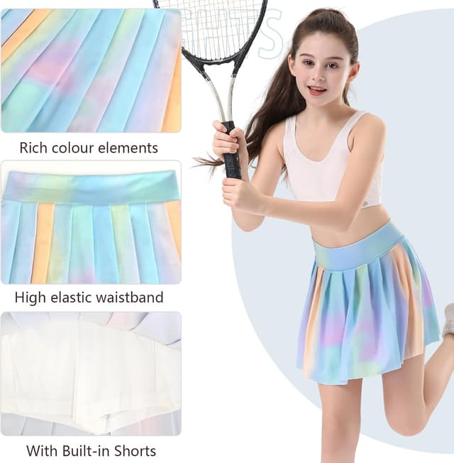 Detalle de Bezioner Girls Tennis Skirt with Shorts (Golf Skort with Dual Pockets)