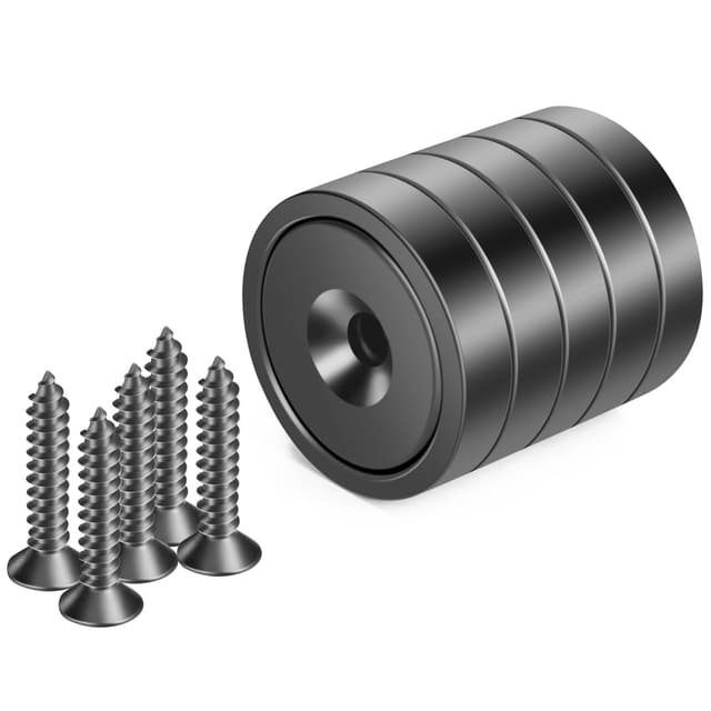 Detalle de Neosmuk Magnete 17 mm (schwarz), superstark, für Holzwand, Whiteboard, Tür & Küche – 5 Stück