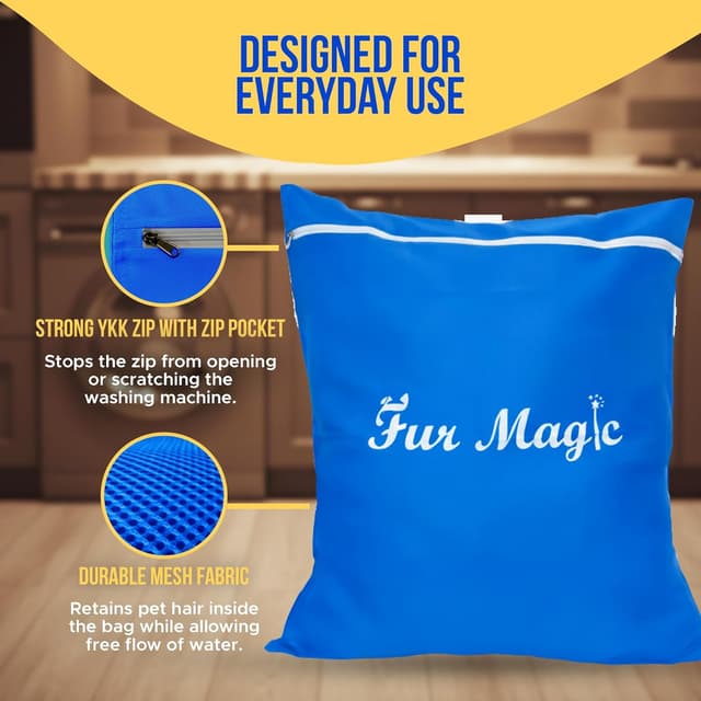 Detalle 2 de Fur Magic Pet Laundry Bag (Blue) – large washing machine pet hair remover bag
