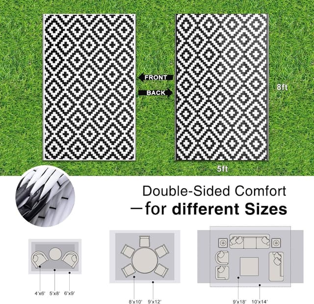 Detalle de OLANLY Waterproof Outdoor Rug 5x8 ft