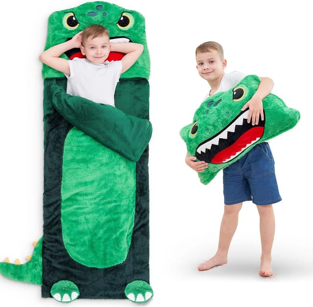 Detalle de iPlay iLearn Kids Dinosaur Sleeping Bag (2-in-1) Toddler Nap Mat Slumber Sack