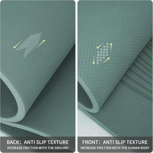 Detalle 2 de PAIDU Large Yoga Mat (72 x 36 x 0.4 in) Extra Wide, 10 mm Thick, Non-Slip POE Exercise Mat