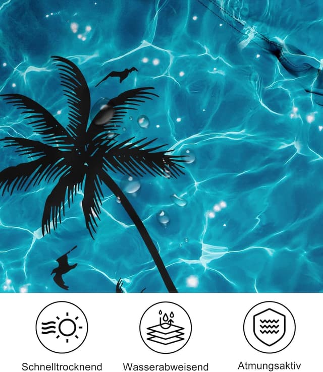 Detalle de Werfami Herren Badehose Lang Badeshorts mit Innenhose (UV-Schutz, schnelltrocknend) – S bis 3XL