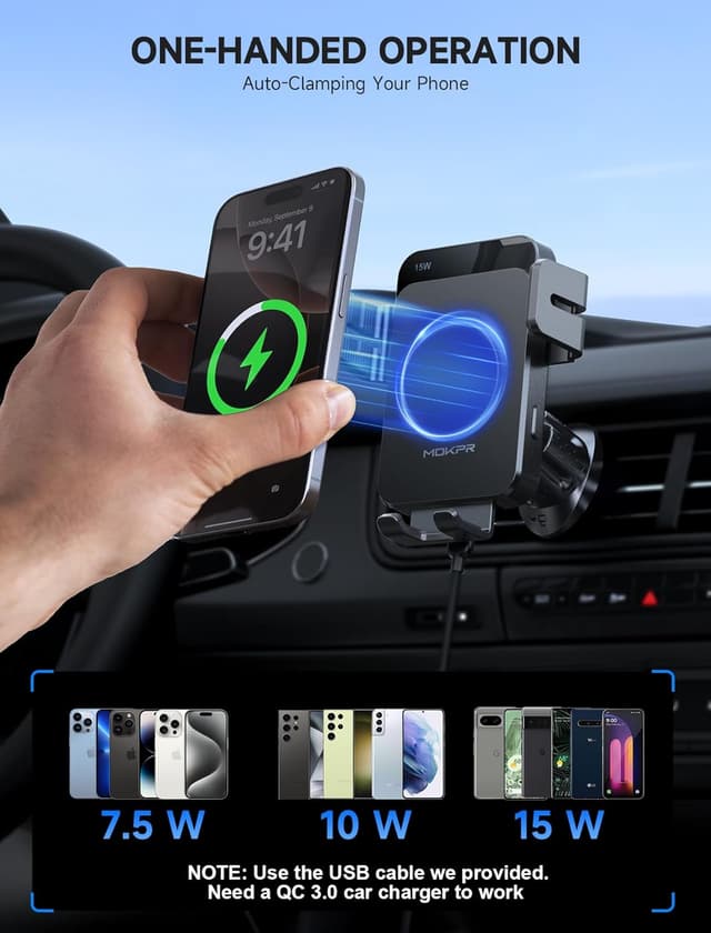 Detalle de MOKPR 15W Support téléphone voiture 15W