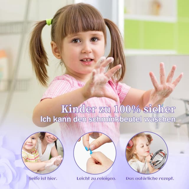 Detalle de Set Trucchi Anallergici per Bambini da 57 pezzi in valigetta lavabile (Viola) – per 4-10 anni