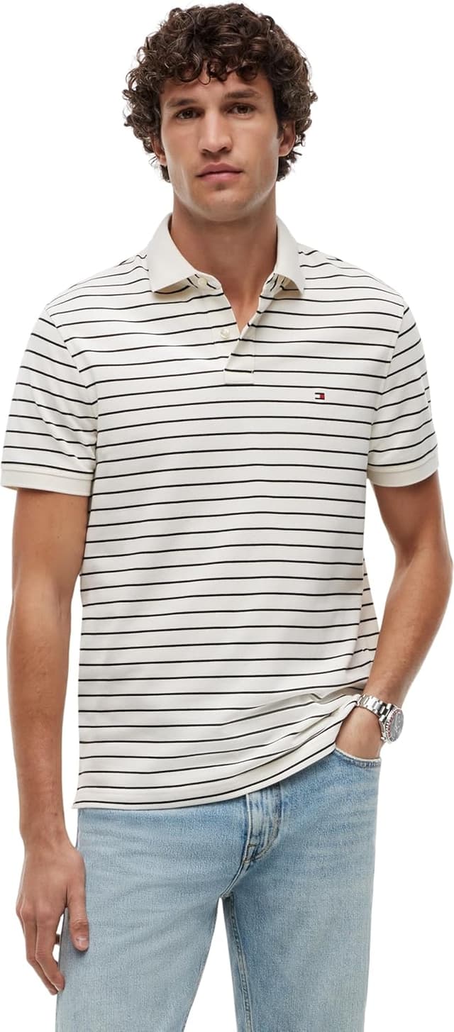 Detalle de Tommy Hilfiger Uomo Polo 1985 Regular Fit con bandierina ricamata