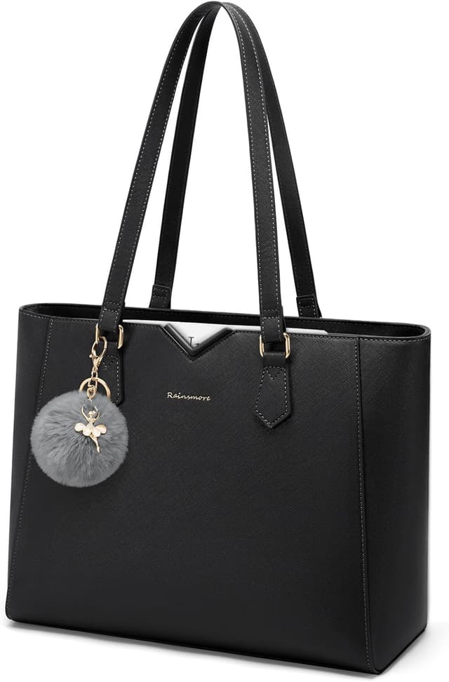 Detalle de RAINSMORE Damen-Shopper Groß als Laptoptasche: wasserdichte PU-Umhängetote mit Reißverschluss