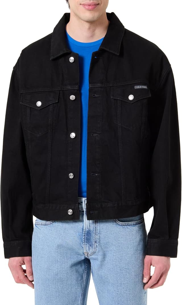Detalle de Calvin Klein 90s CK Classic Black Trucker Lv04rf706g: giacca uomo in stile trucker