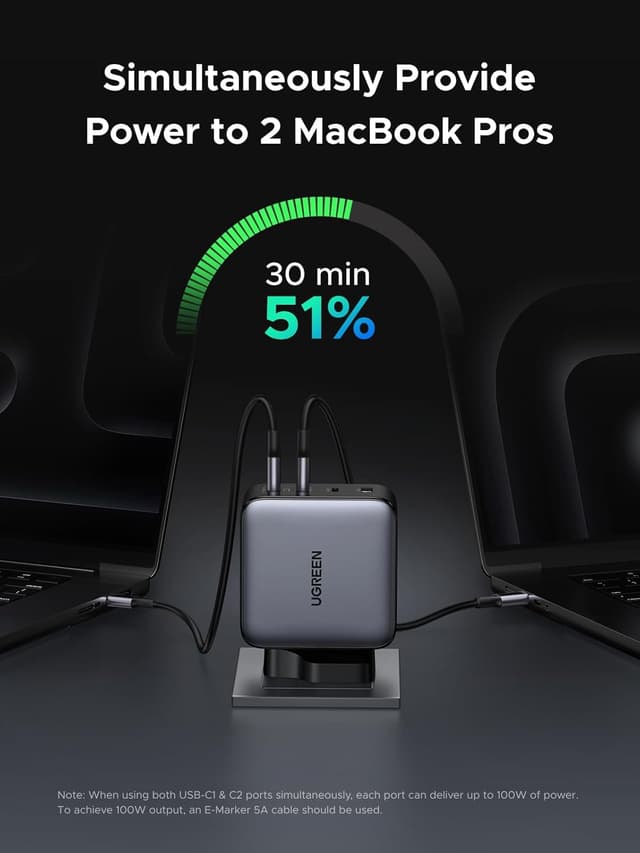 Detalle 2 de UGREEN Nexode 200W USB‑C Charger (NEXODE 3C1A) – 4‑Port GaN Fast Charger for Laptops, Tablets & Phones