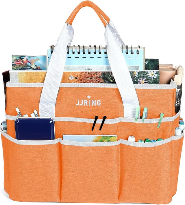 Detalle 2 de JJRING Craft Organizer Tote Bag (Large) with 16 Pockets for Art, Sewing, School, and Office Supplies